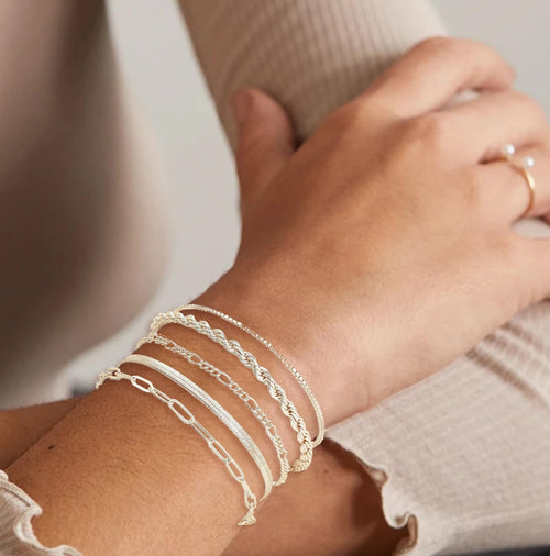 14K Gold Bracelet Set for Women - Fashion Thin Chain Stackable Cuban Link Paperclips Fashion Accessories for Women Gifts