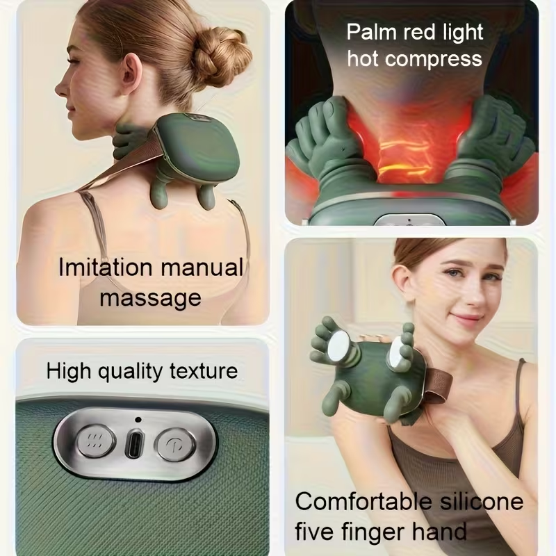 6D Hand Simulation USB Massager - Portable Neck Shoulder Back Massager